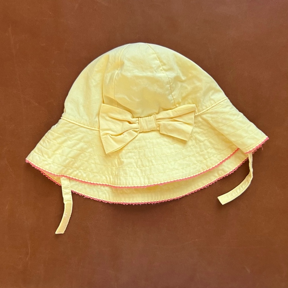 JANIE & JACK Yellow Sun Hat with Bow, 18-24mo
